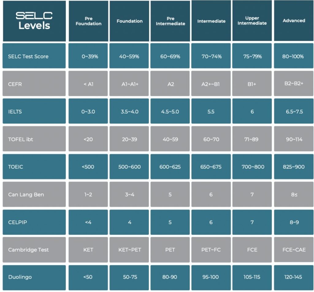 SELCの英語レベル分け